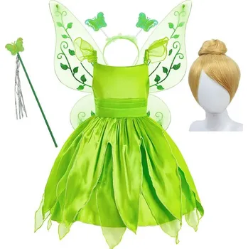 Karnevalový kostým Dětský kostým - Víla Zvonilka ze stejnojmenné oblíbené pohádky (3-10 let) Barva: Set 2, Velikost: 120 (5 let)