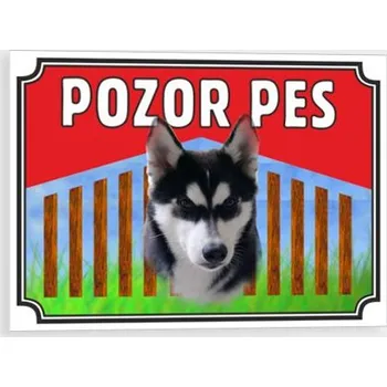 Pozor pes - Sibiřský Hasky Plast 210 x 148 mm (A5) tl. 0.5 mm - Kód: 10354