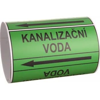 Lepicí páska Páska na značení potrubí Signus M25 - KANALIZAČNÍ VODA Samolepka 80 x 62 mm, délka 1,5 m, Kód: 25903