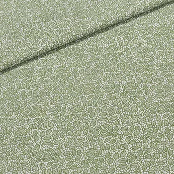 Bavlněné plátno DIANA tmavě zelené listy na bílé, š.140cm (látka v metráži)