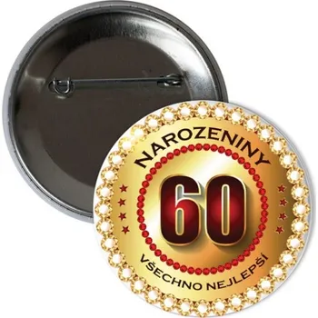 Party dekorace Placka Všechno nejlepší 60 let - 6 cm