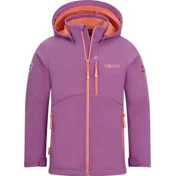 Dívčí bunda DĚTSKÁ ZATEPLENÁ SOFTSHELLOVÁ BUNDA TROLLKIDS BALESTRAND, MALLOW PINK / PAPAYA Velikost: 98