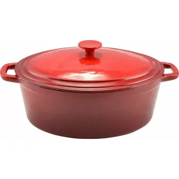pekáč Litinový pekáč s poklicí smaltovaný ovál 6,5 L (KACHNA) (pekáč litinový, červeně smaltovaný ovál s litinovou poklicí ideální pro větší kusy masa )