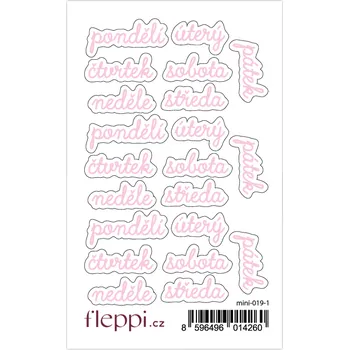 samolepka Fleppi Samolepky Dny v týdnu - script Barva samolepek: pastelově růžová