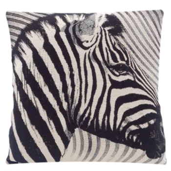 Povlak na polštářek Dekorační povlak na polštář potiskem zebry, 45 x 45 cm, černobílý