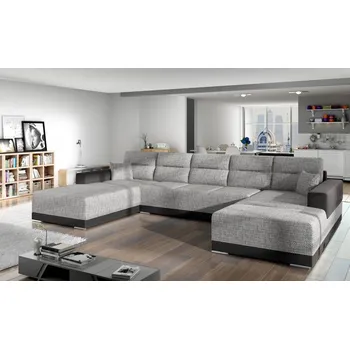 Sedací souprava Rozkládací rohová sedačka KARLOS U šedá-melír / černá