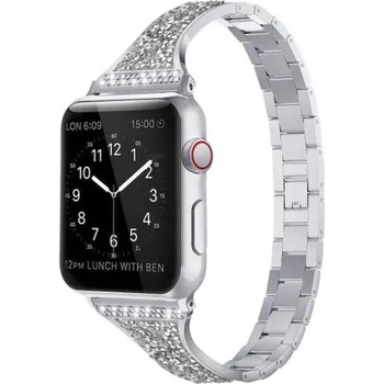 Řemínek na hodinky Kovový řemínek s kamínky pro Apple Watch Ultra 49mm / 46mm / 45mm / 44mm / 42mm - stříbrný