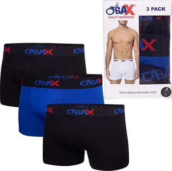 Boxerky OBAX PÁNSKÉ BOXERKY PRÁDLO 3P ČERNÉ/MODRÉ Velikost: M