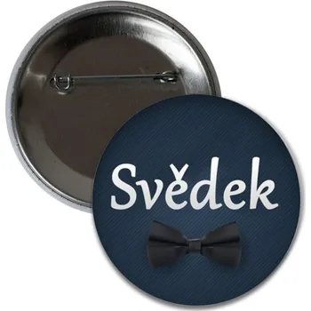 Party dekorace Placka Svědek - Modrá 6 cm