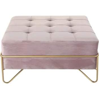 Stolička Taburet DKD Home Decor Růžová Polyester Pěna Kov Zlatá Dřevo MDF (80 x 80 x 47 cm)