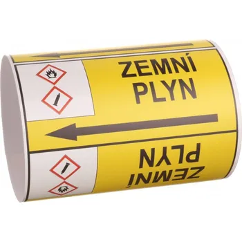 Páska na značení potrubí Signus M25 - ZEMNÍ PLYN Samolepka 100 x 77 mm, délka 1,5 m, Kód: 25851