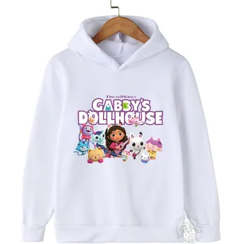Chlapecký svetr Gabby's Dollhouse Dětská mikina s potiskem na motivy oblíbeného seriálu "Gabby's Dollhouse" (bílá, černá, červená) Barva: bílá 3 (bs), Velikost: 130