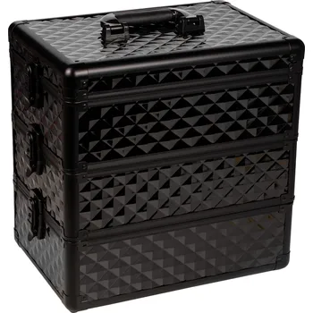 Kosmetický kufr Rozkládací kosmetický kufřík - Flora - černý