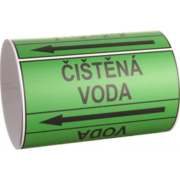 Páska na značení potrubí Signus M25 - ČIŠTĚNÁ VODA Samolepka 100 x 77 mm, délka 1,5 m, Kód: 25860