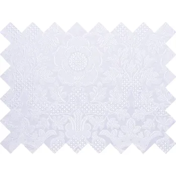 HEDVA ČESKÝ BROKÁT Vzorek brokátu 5x10cm 50749 PĚTILISTÁ RŮŽE S KORUNKOU bílá