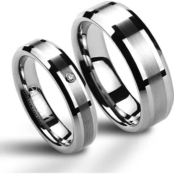 Prsten NUBIS® Snubní prsten wolfram - zirkon, šíře 5 mm, vel. 72 - velikost 72 - NWF1014-Zr-72