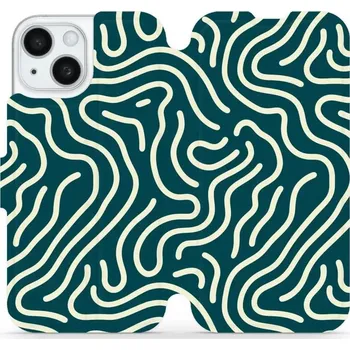 Pouzdro na mobilní telefon Flipové pouzdro Mobiwear - Apple iPhone 15 - VA61S Béžové linky (Knížkové flip pouzdro, obal, kryt na mobil Apple iPhone 15 - VA61S Béžové linky, materiál Umělá kůže + TPU - ochrana 360°, stojánek, silikonová vanička, magnetické zavírání)