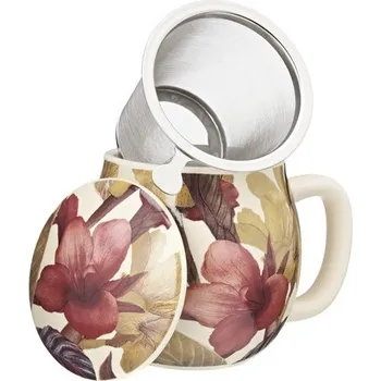 Hrnek na čaj Camilla Musa slonová kost se sítkem a víčkem