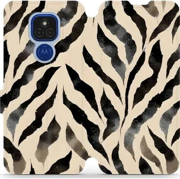 Pouzdro na mobilní telefon Flipové pouzdro Mobiwear - Motorola Moto E7 Plus - VA53S Zebří (Knížkové flip pouzdro, obal, kryt na mobil Motorola Moto E7 Plus - VA53S Zebří, materiál Umělá kůže + TPU - ochrana 360°, stojánek, silikonová vanička, magnetické zavírání)