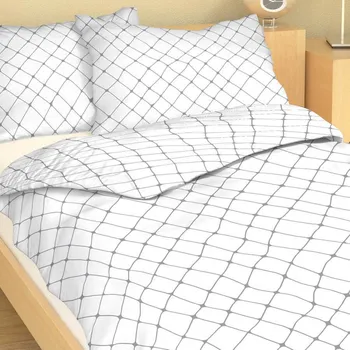 Povlečení Bavlněné povlečení šedá síť na bílé 9415-16 - 140x220 + 70x90 cm (prodloužené)