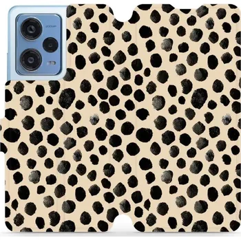 Pouzdro na mobilní telefon Flipové pouzdro Mobiwear - Xiaomi Redmi Note 12 Pro Plus 5G - VA50S Černé puntíky (Knížkové flip pouzdro, obal, kryt na mobil Xiaomi Redmi Note 12 Pro Plus 5G - VA50S Černé puntíky, materiál Umělá kůže + TPU - ochrana 360°, stojánek, silikonová vanička,)