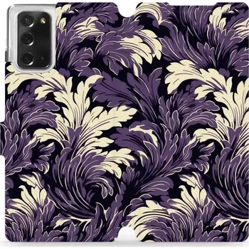 Pouzdro na mobilní telefon Flipové pouzdro Mobiwear - Samsung Galaxy Note 20 - VA46S Fialové rostliny (Knížkové flip pouzdro, obal, kryt na mobil Samsung Galaxy Note 20 - VA46S Fialové rostliny, materiál Umělá kůže + TPU - ochrana 360°, stojánek, silikonová vanička, magnetické)