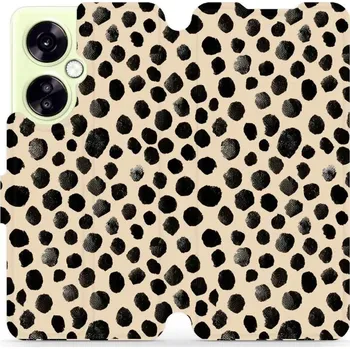 Pouzdro na mobilní telefon Flipové pouzdro Mobiwear - OnePlus Nord CE 3 Lite 5G - VA50S Černé puntíky (Knížkové flip pouzdro, obal, kryt na mobil OnePlus Nord CE 3 Lite 5G - VA50S Černé puntíky, materiál Umělá kůže + TPU - ochrana 360°, stojánek, silikonová vanička, magnetické)