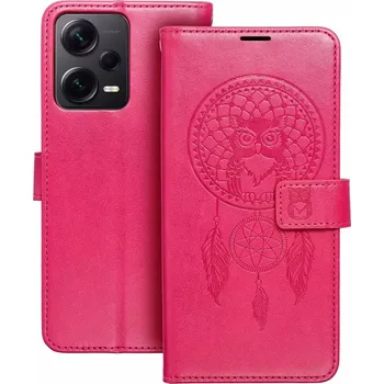 Pouzdro na mobilní telefon Flipové pouzdro Coolcase Mezzo na mobil Xiaomi Redmi Note 12 5G / Poco X5 5G - Magenta lapač snů (Flip kryt či obal Forcell MEZZO na mobil Xiaomi Redmi Note 12 5G / Poco X5 5G Magenta lapač snů)