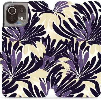 Pouzdro na mobilní telefon Flipové pouzdro Mobiwear - Xiaomi 11 Lite 5G NE / Xiaomi Mi 11 Lite - VA47S Fialová flóra (Knížkové flip pouzdro, obal, kryt na mobil Xiaomi 11 Lite 5G NE / Xiaomi Mi 11 Lite - VA47S Fialová flóra, materiál Umělá kůže + TPU - ochrana 360°, stojánek,)