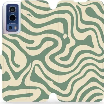 Pouzdro na mobilní telefon Flipové pouzdro Mobiwear - Vivo Y52 5G / Y72 5G - VA57S Zelené a béžové zkrouceniny (Knížkové flip pouzdro, obal, kryt na mobil Vivo Y52 5G / Y72 5G - VA57S Zelené a béžové zkrouceniny, materiál Umělá kůže + TPU - ochrana 360°, stojánek, silikonová vaničk