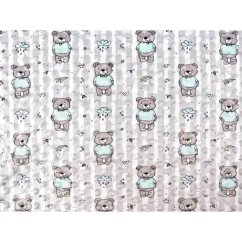 Minky s 3D puntíky medvídek METRÁŽ šíře 150 cm - (6) šedá světlá