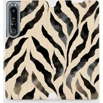 Pouzdro na mobilní telefon Flipové pouzdro Mobiwear - Sony Xperia 1 IV - VA53S Zebří (Knížkové flip pouzdro, obal, kryt na mobil Sony Xperia 1 IV - VA53S Zebří, materiál Umělá kůže + TPU - ochrana 360°, stojánek, silikonová vanička, magnetické zavírání)