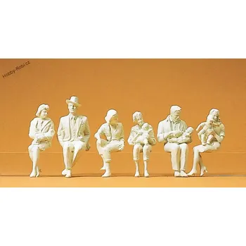 Modelová železnice Postavičky Cestující s dětmi nebarvení G - Preiser 45179 (Zahradní železnice)