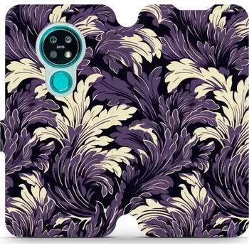 Pouzdro na mobilní telefon Flipové pouzdro Mobiwear - Nokia 7.2 / Nokia 6.2 - VA46S Fialové rostliny (Knížkové flip pouzdro, obal, kryt na mobil Nokia 7.2 / Nokia 6.2 - VA46S Fialové rostliny, materiál Umělá kůže + TPU - ochrana 360°, stojánek, silikonová vanička, magnetické zavírá