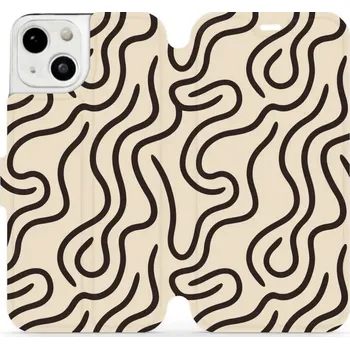 Pouzdro na mobilní telefon Flipové pouzdro Mobiwear - Apple iPhone 13 - VA60S Linky (Knížkové flip pouzdro, obal, kryt na mobil Apple iPhone 13 - VA60S Linky, materiál Umělá kůže + TPU - ochrana 360°, stojánek, silikonová vanička, magnetické zavírání)