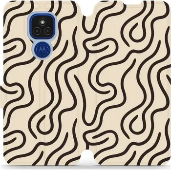 Pouzdro na mobilní telefon Flipové pouzdro Mobiwear - Motorola Moto E7 Plus - VA60S Linky (Knížkové flip pouzdro, obal, kryt na mobil Motorola Moto E7 Plus - VA60S Linky, materiál Umělá kůže + TPU - ochrana 360°, stojánek, silikonová vanička, magnetické zavírání)