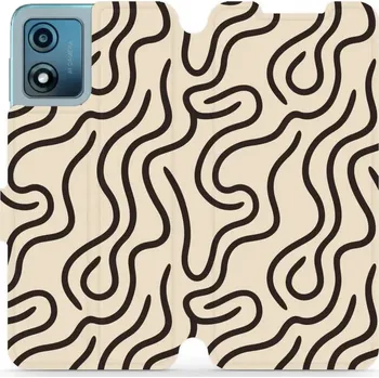 Pouzdro na mobilní telefon Flipové pouzdro Mobiwear - Motorola Moto E13 - VA60S Linky (Knížkové flip pouzdro, obal, kryt na mobil Motorola Moto E13 - VA60S Linky, materiál Umělá kůže + TPU - ochrana 360°, stojánek, silikonová vanička, magnetické zavírání)