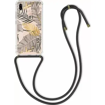 Pouzdro na mobilní telefon Pevné silikonové pouzdro kwmobile Crossbody na mobil Huawei P20 Lite s popruhem - palm leaves (Silikonový kryt či obal s popruhem kwmobile Crossbodyna mobil Huawei P20 Lite palm leaves)