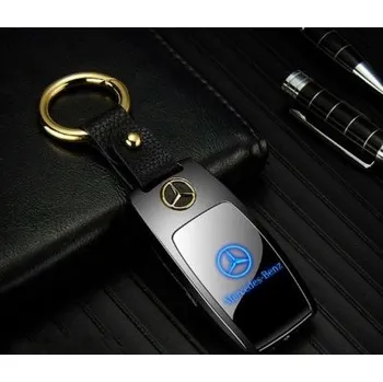 Nabíjecí USB zapalovač s LED světlem Mercedes (zapalovač v dárkovém balení - Mercedes Benz+svitici+usb dobijeni)