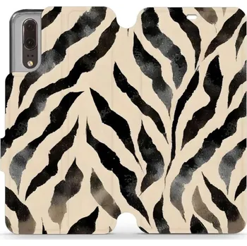 Pouzdro na mobilní telefon Flipové pouzdro Mobiwear - Huawei P20 - VA53S Zebří (Knížkové flip pouzdro, obal, kryt na mobil Huawei P20 - VA53S Zebří, materiál Umělá kůže + TPU - ochrana 360°, stojánek, silikonová vanička, magnetické zavírání)