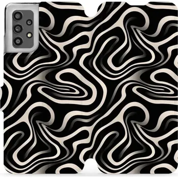 Pouzdro na mobilní telefon Flipové pouzdro Mobiwear - Samsung Galaxy A32 4G - VA63S Vlnky a linky (Knížkové flip pouzdro, obal, kryt na mobil Samsung Galaxy A32 4G - VA63S Vlnky a linky, materiál Umělá kůže + TPU - ochrana 360°, stojánek, silikonová vanička, magnetické zavírání)