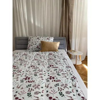 Povlečení Bavlněné povlečení poupata na bílé - 200x220 + 2x 70x90 cm