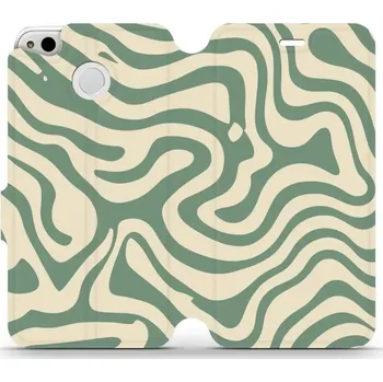 Pouzdro na mobilní telefon Flipové pouzdro Mobiwear - Xiaomi Redmi 4X - VA57S Zelené a béžové zkrouceniny (Knížkové flip pouzdro, obal, kryt na mobil Xiaomi Redmi 4X - VA57S Zelené a béžové zkrouceniny, materiál Umělá kůže + TPU - ochrana 360°, stojánek, silikonová vanička,)