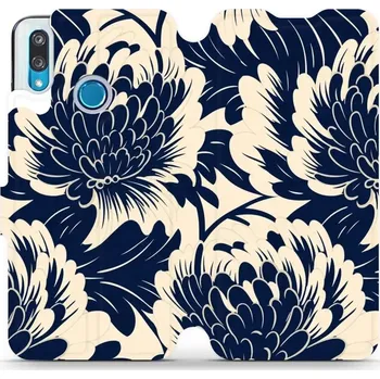 Pouzdro na mobilní telefon Flipové pouzdro Mobiwear - Huawei P Smart 2019 / Honor 10 Lite - VA40S Modré a béžové květy (Knížkové flip pouzdro, obal, kryt na mobil Huawei P Smart 2019 / Honor 10 Lite - VA40S Modré a béžové květy, materiál Umělá kůže + TPU - ochrana 360°, stojánek,)
