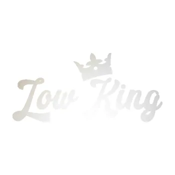 Polep vozidla SAMOLEPKA Low King 001 nápis král (82 - odrazková reflexní bílá) NA AUTO, NÁLEPKA, FÓLIE, POLEP, TUNING, VLASTNÍ TEXT, TISK, AUTOSAMOLEPKY.cz, POLEPY, OBRÁZEK, LOGO, SAMOLEPKY