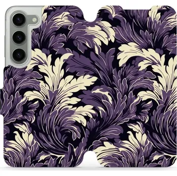 Pouzdro na mobilní telefon Flipové pouzdro Mobiwear - Samsung Galaxy S23 - VA46S Fialové rostliny (Knížkové flip pouzdro, obal, kryt na mobil Samsung Galaxy S23 - VA46S Fialové rostliny, materiál Umělá kůže + TPU - ochrana 360°, stojánek, silikonová vanička, magnetické zavírání)