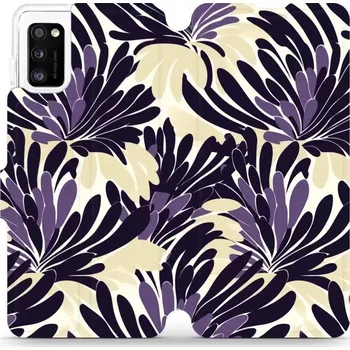 Pouzdro na mobilní telefon Flipové pouzdro Mobiwear - Samsung Galaxy A41 - VA47S Fialová flóra (Knížkové flip pouzdro, obal, kryt na mobil Samsung Galaxy A41 - VA47S Fialová flóra, materiál Umělá kůže + TPU - ochrana 360°, stojánek, silikonová vanička, magnetické zavírání)