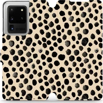 Pouzdro na mobilní telefon Flipové pouzdro Mobiwear - Samsung Galaxy S20 Ultra - VA50S Černé puntíky (Knížkové flip pouzdro, obal, kryt na mobil Samsung Galaxy S20 Ultra - VA50S Černé puntíky, materiál Umělá kůže + TPU - ochrana 360°, stojánek, silikonová vanička, magnetické zavírá