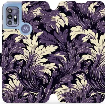Pouzdro na mobilní telefon Flipové pouzdro Mobiwear - Motorola Moto G30 - VA46S Fialové rostliny (Knížkové flip pouzdro, obal, kryt na mobil Motorola Moto G30 - VA46S Fialové rostliny, materiál Umělá kůže + TPU - ochrana 360°, stojánek, silikonová vanička, magnetické zavírání)