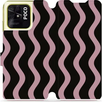 Pouzdro na mobilní telefon Flipové pouzdro Mobiwear - Xiaomi POCO C40 - VA54S Fialové vlnky (Knížkové flip pouzdro, obal, kryt na mobil Xiaomi POCO C40 - VA54S Fialové vlnky, materiál Umělá kůže + TPU - ochrana 360°, stojánek, silikonová vanička, magnetické zavírání)